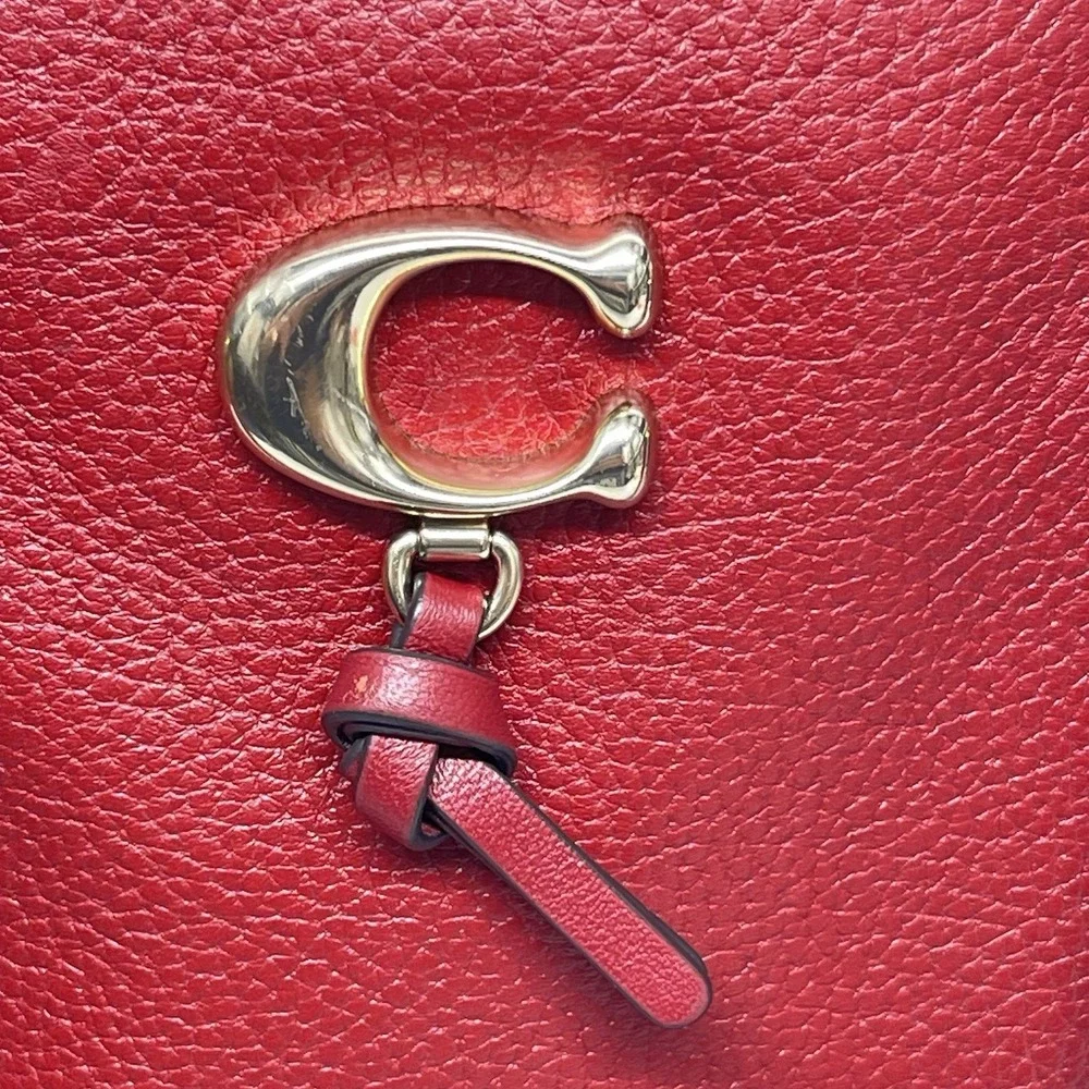 Coach Remi 1317 Satchel True Red Pebbled‎ Leather Crossbody Handbag Preowned